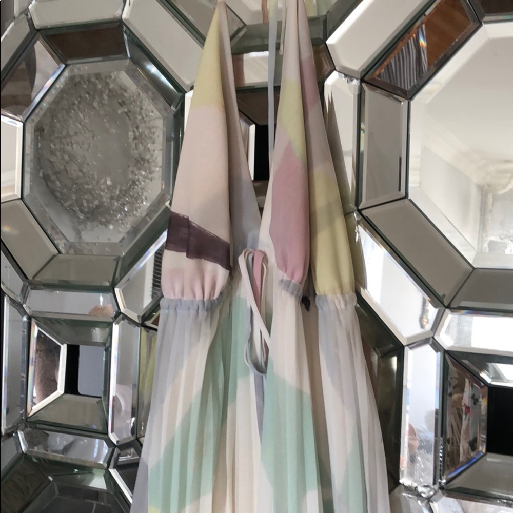 ALICE & OLIVIA PASTEL PLEATED HALTER DRESS S